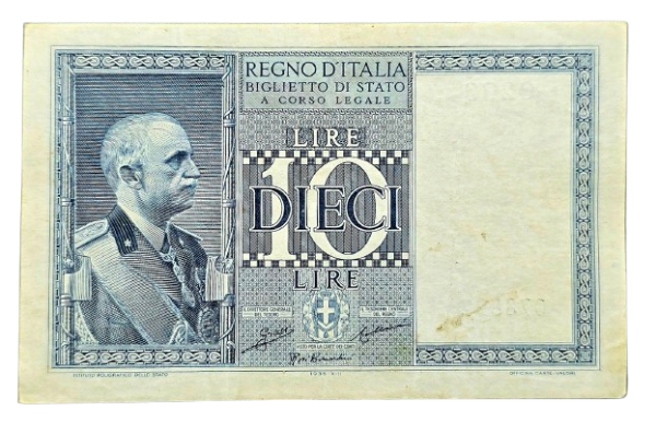 Producto - Italia 10 Liras (1935) (Grassi-Bernardini-Collari) Pick.25a VF