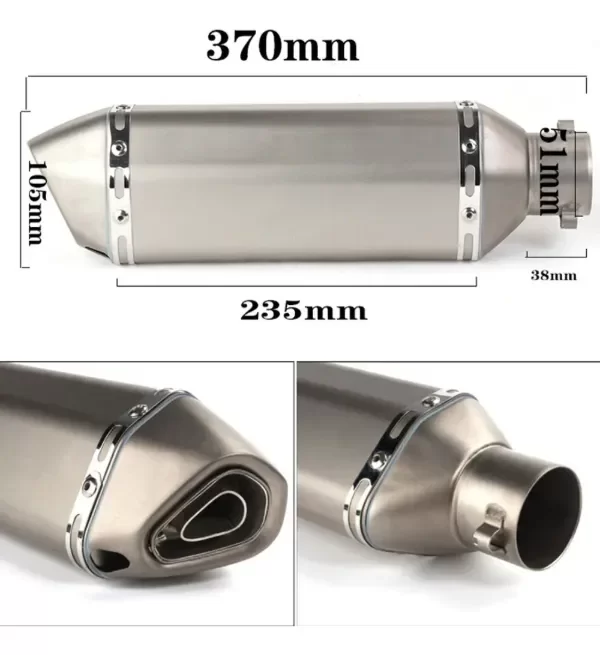 Producto - Escape Silenciador Tipo Akrapovic Mediano Universal Plateado + DB Killer - 5