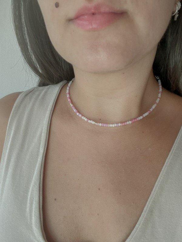 Producto - Cadenita critales tonos rosa 40cm