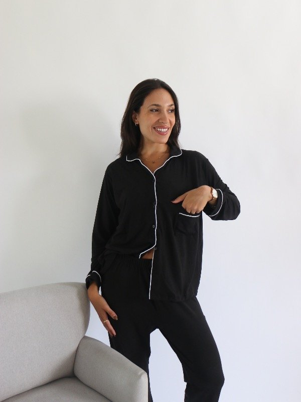 Producto - PIJAMA CAMISERO NEGRO / EN STOCK