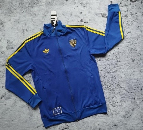 Producto - Campera Boca Azul Francia Tira Amarilla Retro