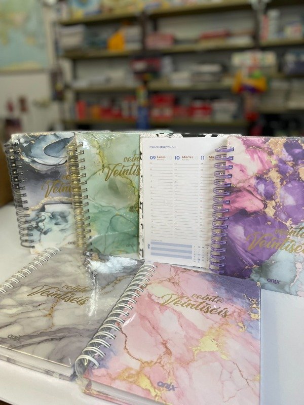 Producto - Agenda Semanal c/espiral R8 - Mármol - "Onix"