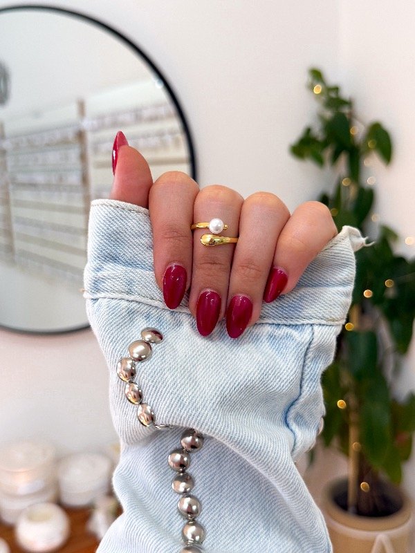Producto - Anillo acero dorado gota perla
