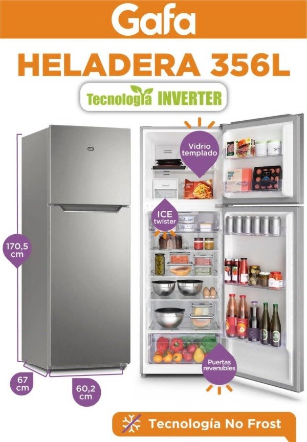 Producto - HELADERA GAFA SILVER 356LTS HGNF333P "NO FROST"