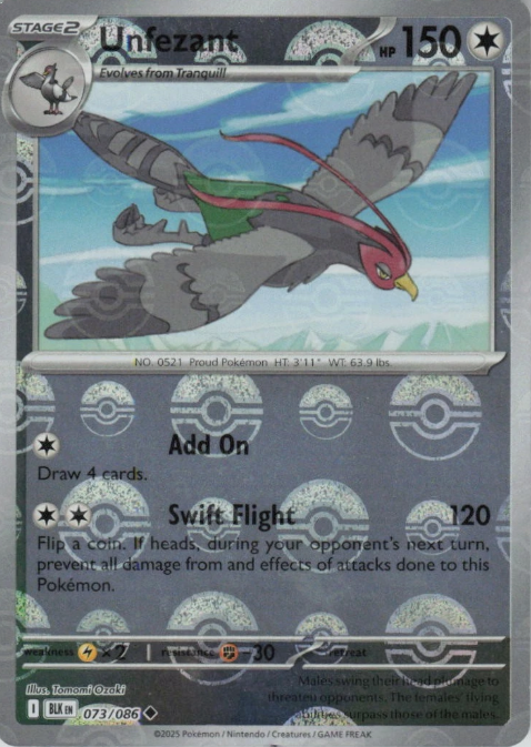 Producto - Unfezant (Poke Ball Pattern) - 073/086 - Black Bolt - Holo