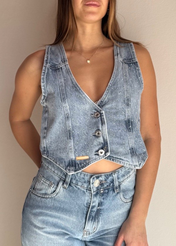 Producto - Chaleco Denim Strass