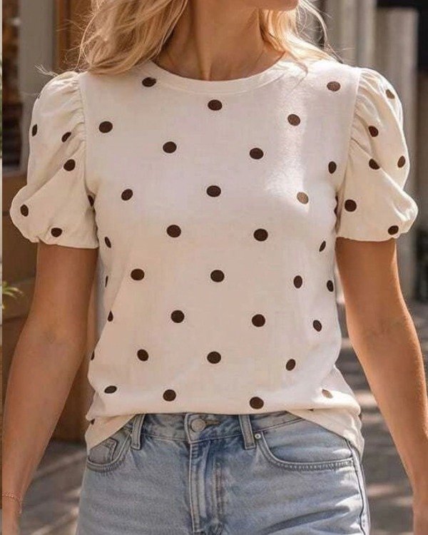 Producto - Remera Morley Rib Lunares  Manga Princesa - 0