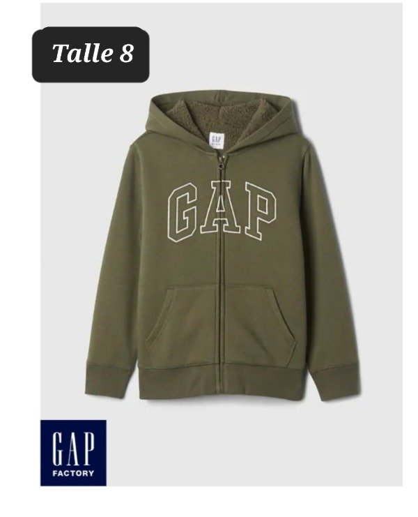 Campera con corderito gap talle 8 verde militar