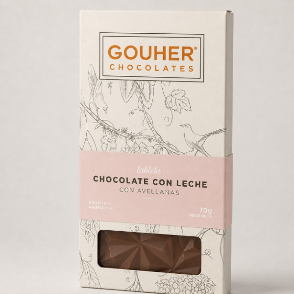 Producto - Tableta de chocolate con leche negro con avellanas tostadas x 70g