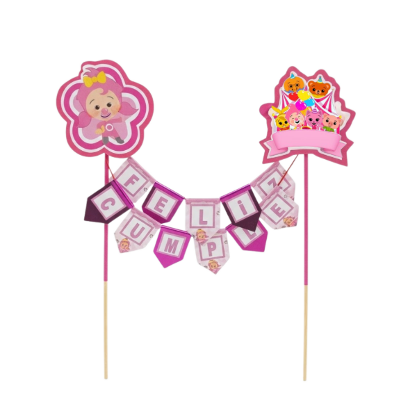 Producto - Topper banderin Plim plim rosa