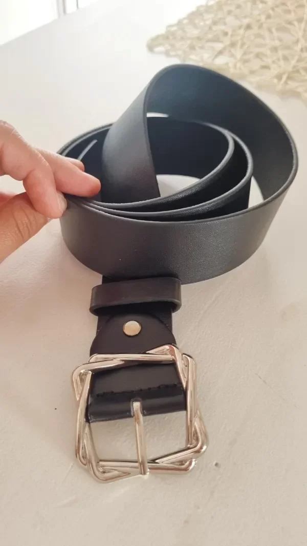 Producto - Cinto doble hebilla entrelazada negro M