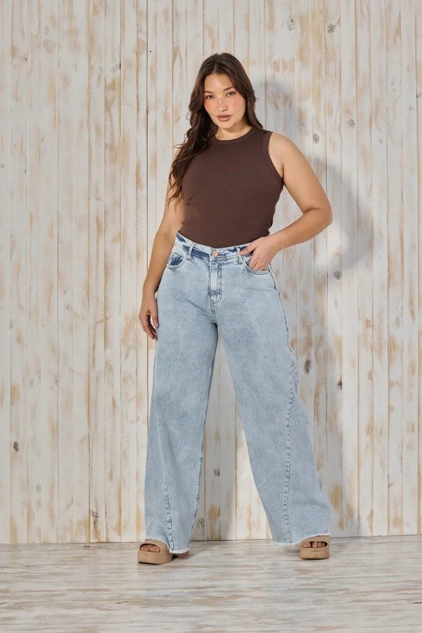 Producto - Jean WIDELEG CENITHO celeste recorte 878- rígido - 0