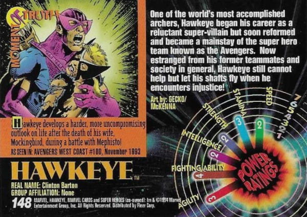 Producto - 1994 Fleer Marvel Universe #148 - Hawkeye Super Heroes - 1