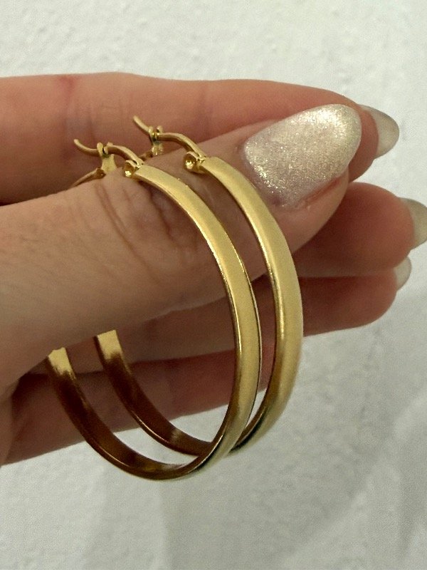 Producto - AD414 Aros argollas bombé acero dorado