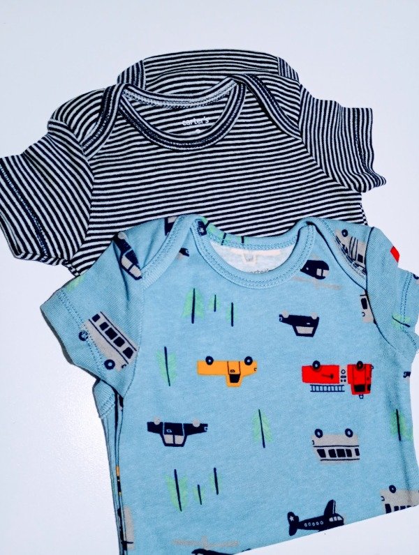 Producto - Set x2 Bodies MC Bebe Celeste y Rayadito