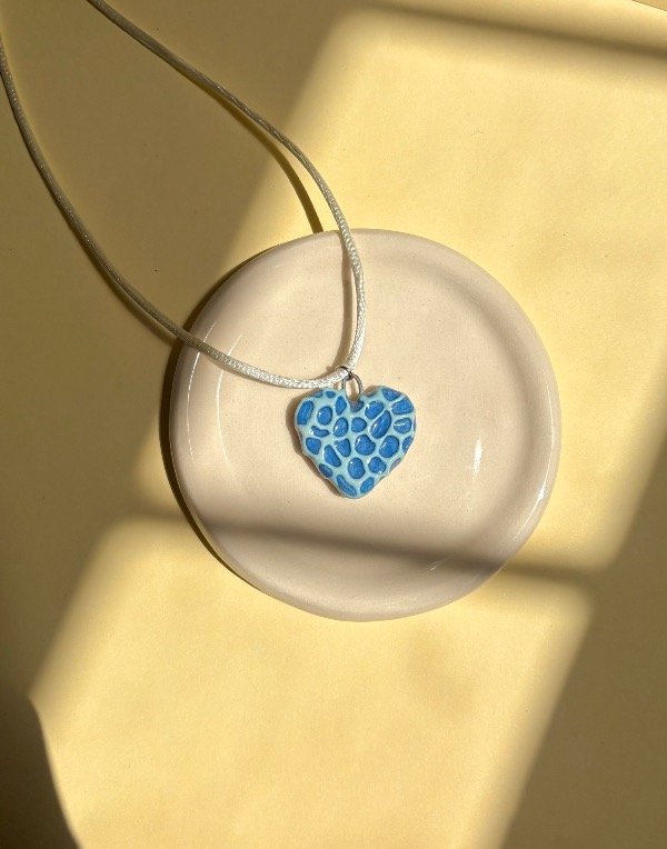 Producto - Corazón Chico BIFAS Oleo 3D Azul + Encaje Rosa