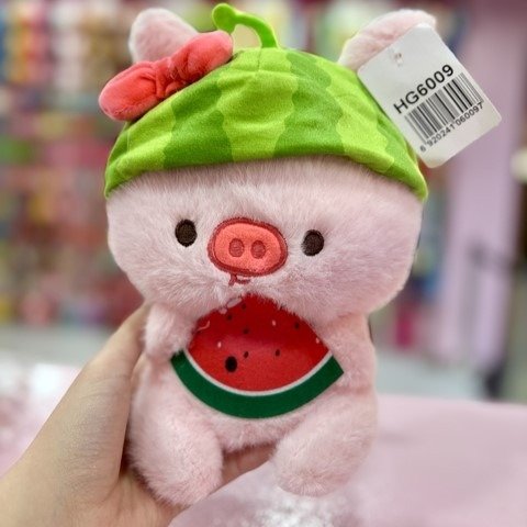 Producto - Cerdito chancho con sandia peludito 20cm