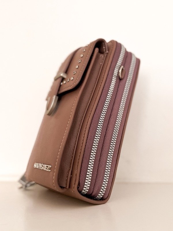 Producto - Portacelular Rosa Mauve Triple Compartimento Ona Saez