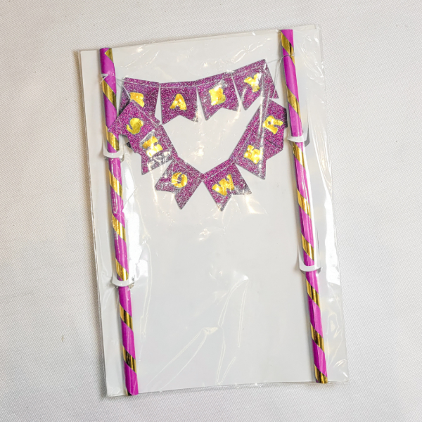 Producto - Banderin para torta BABY SHOWER color rosa con brillo