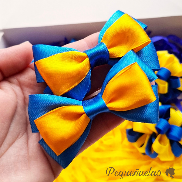 Producto - Moños Victoria Azul Francia y Amarillo