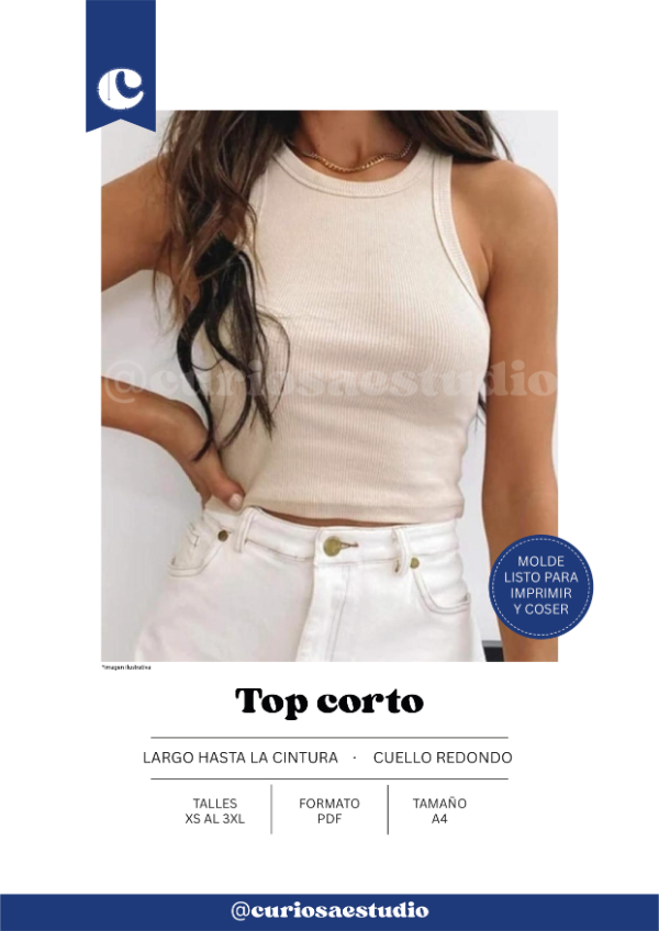 Producto - Top corto - Molde digital - PDF descargable - 0