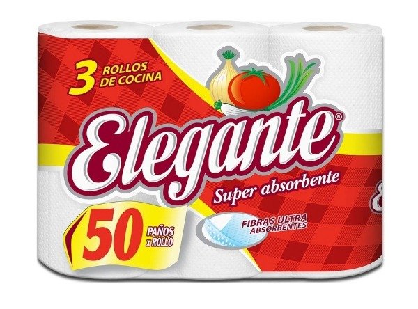 Producto - PAPEL COCINA ELEGANTE 3rollosX50 PAÑOS C/U