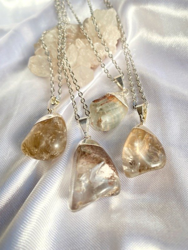 Producto - Collar "Akasha", Cuarzo Chamánico (baño de plata)