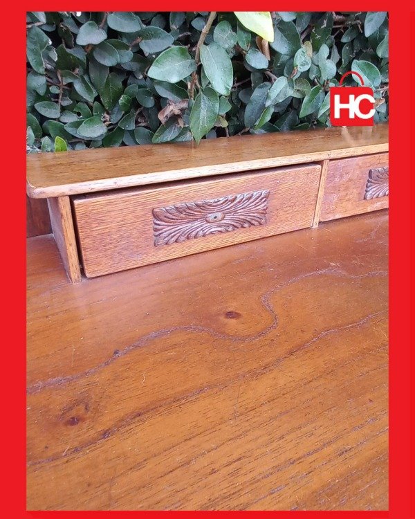 Producto - Dresuar / Recibidor de pared en madera con alzada y cajoncitos tallados - 3