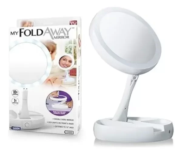 Producto - Espejo Redondo De Pie My Foldaway Luz Fría 30 Cm Fh-803