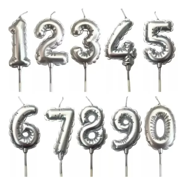 Producto - Velas Globitos Numero - Plateado