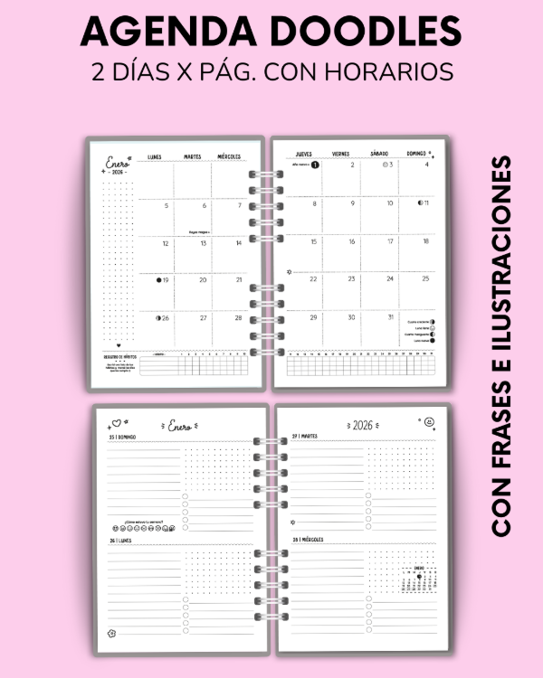 Producto - AGENDA DOODLES - 2 días por página sin horarios - 3
