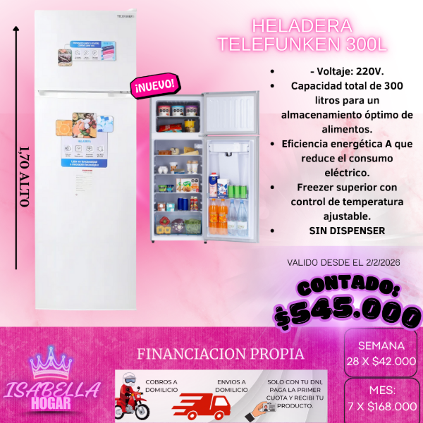 Producto - HELADERA TELEFUNKEN 300L S/DISPENSER