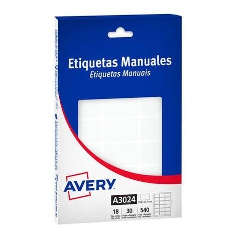 Producto - ETIQUETA AUTOADHESIVA BLANCA 19.8X33.7MM CAJA X540 AVERY