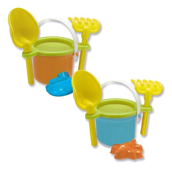 Producto - BALDE CHICO, PALITA, RASTRILLO, COLADOR Y 1 MOLDE COD 523