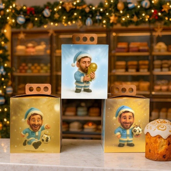 Producto - PAN DULCE 1/2 kg MESSI - 14,5x14,5x17 cm