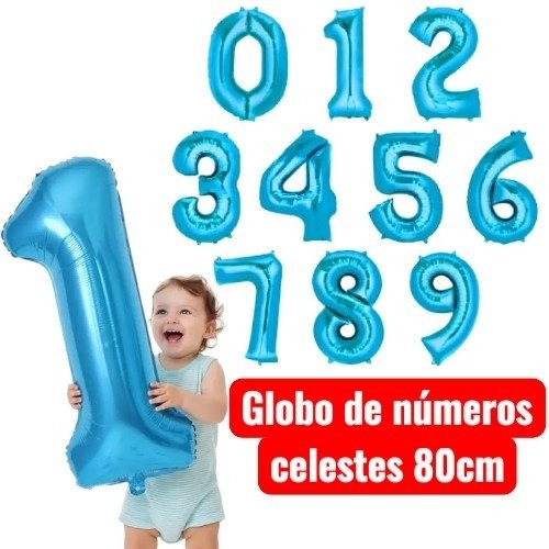Producto - Globo número 80cm celeste