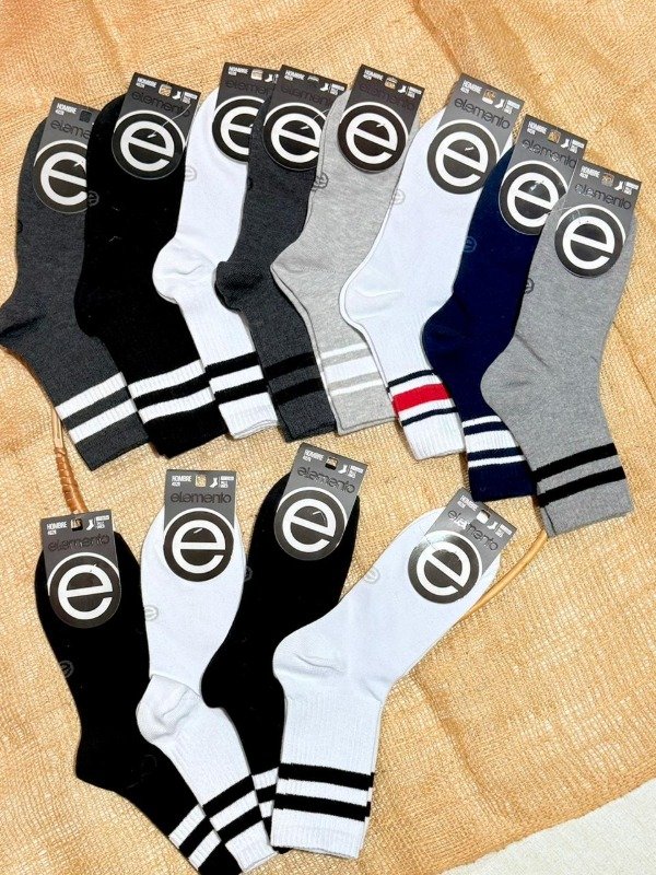 Producto - Art 402 Elemento Media Tenys  Hombre Lisas  Rayadas  Estampado Pack de 12 Algodó