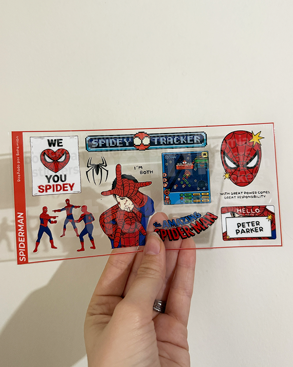 Producto - Plancha de stickers en DTF UV SPIDERMAN - Stickers DTF UV