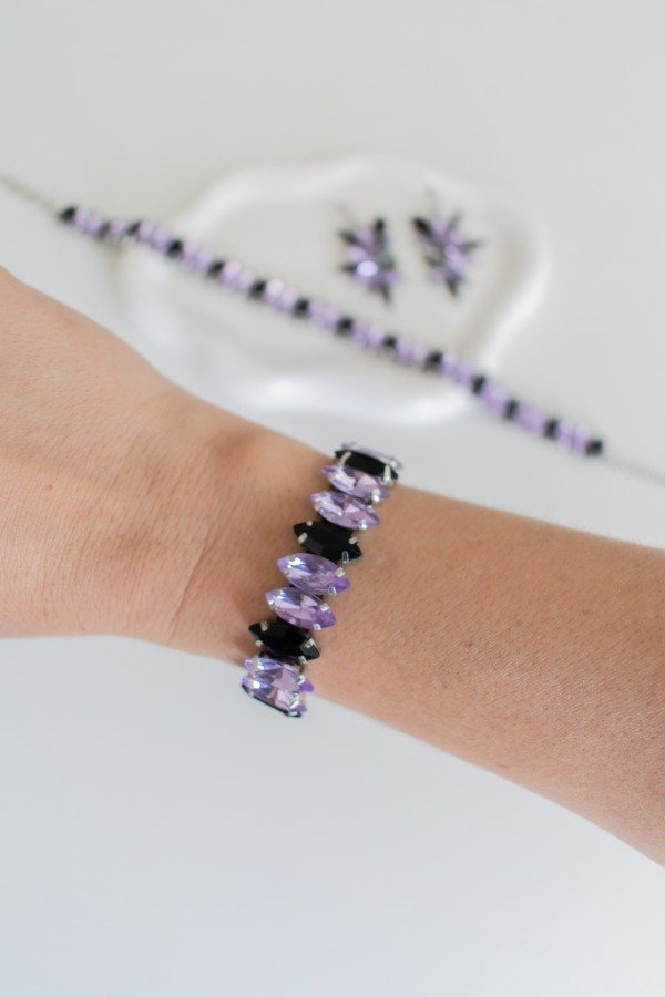 Producto - Pulsera LIRA . lila y negro