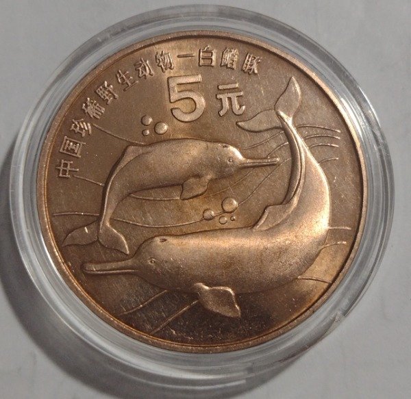 Producto - China 5 yuan 1996 Delfín chino de río km# 882