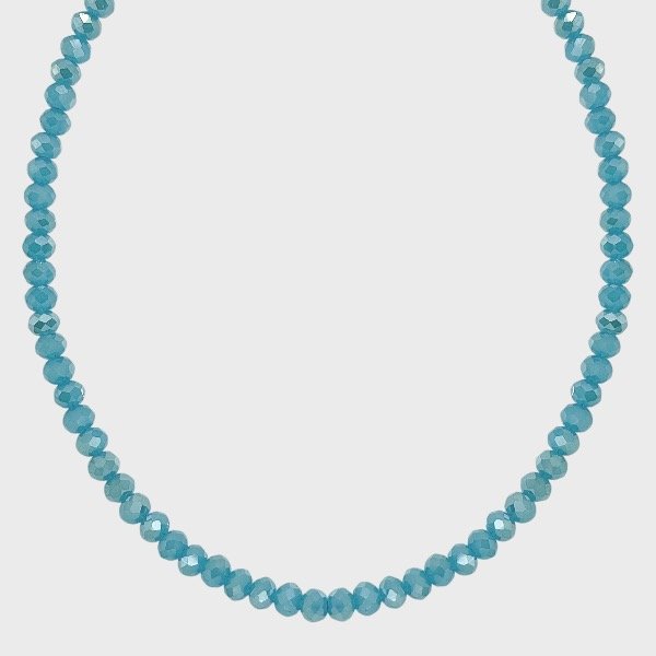 Producto - Collar de cristal checo y acero quirúrgico - 6mm - Celeste