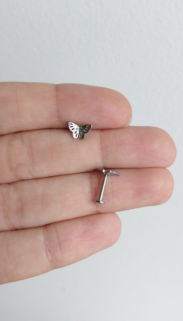 Producto - Piercing de Acero Labret Mariposa Lisa (unidad)