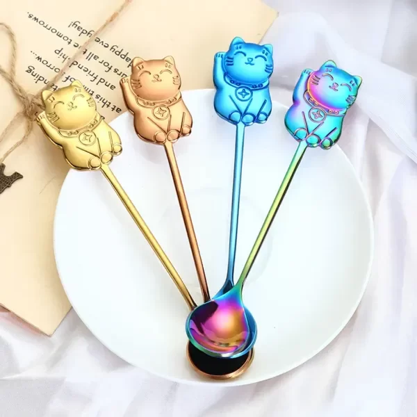 Producto - Cucharita de Té Gatito de la suerte