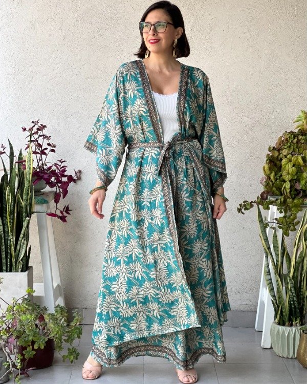 Producto - Kimono Goa Verde Petróleo M a 2XL