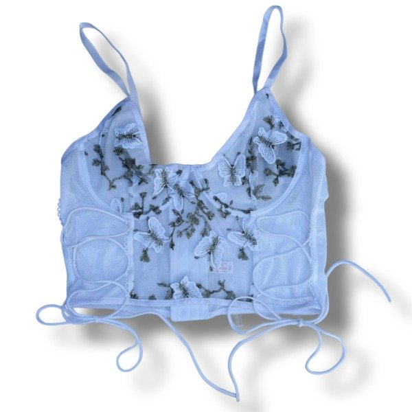 Producto - Top Micro Tul Bordado Frunce Art 88350