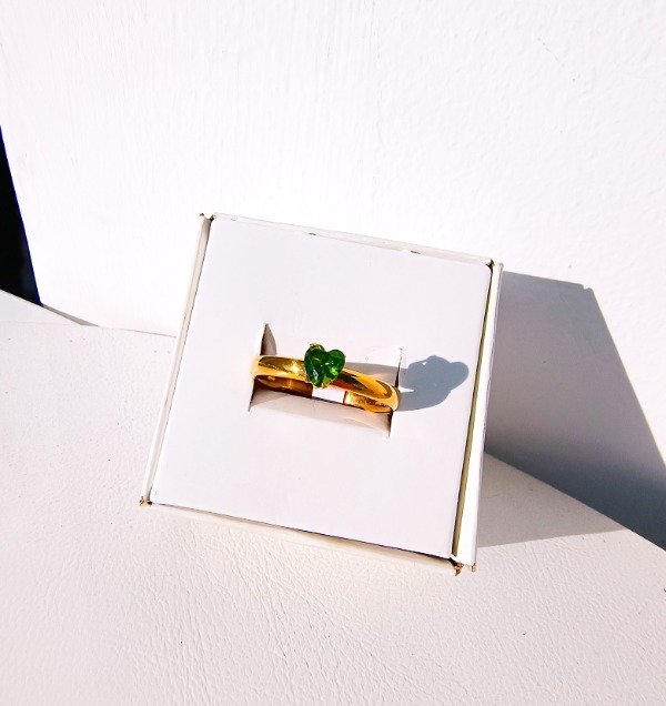 Producto - Anillo Cristal Corazón verde