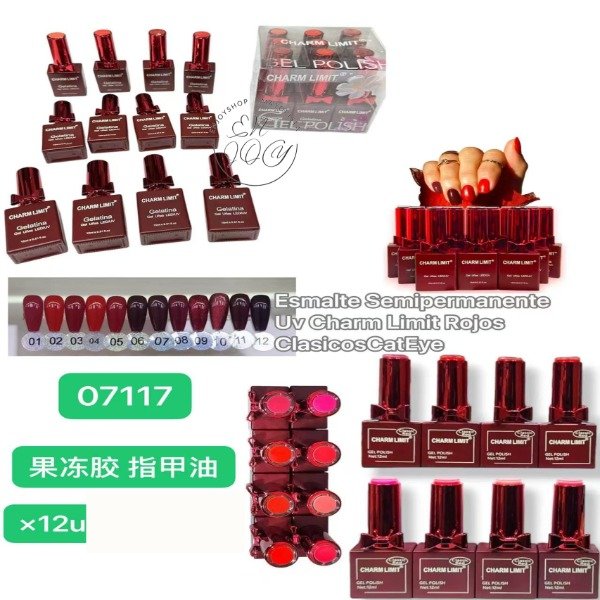 Producto - CAJA X12 Esmalte Semipermanente Uv Charm Limit Rojos Clasicos CatEye 07117