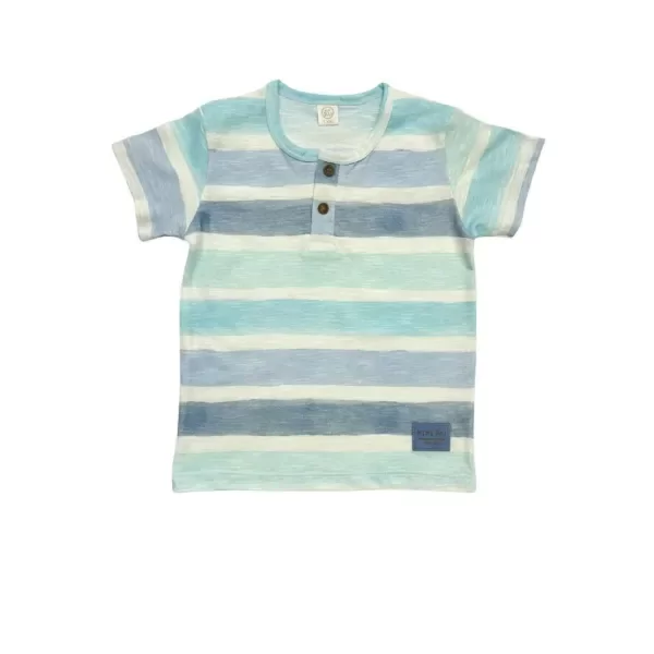 Producto - CHOMBA MC  RAYAS LIGTH BLUE