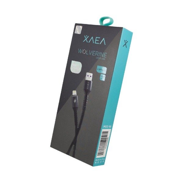 Producto - CABLE USB MOD96 WOLVERINE  XAEA  LIGHTNING  4.4 AMP  NEGRO