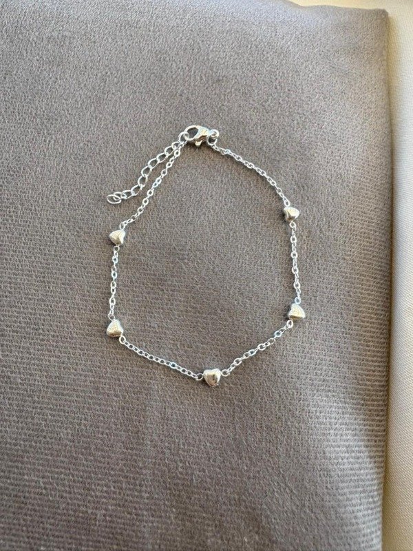 Producto - Pulsera corazones - Acero blanco